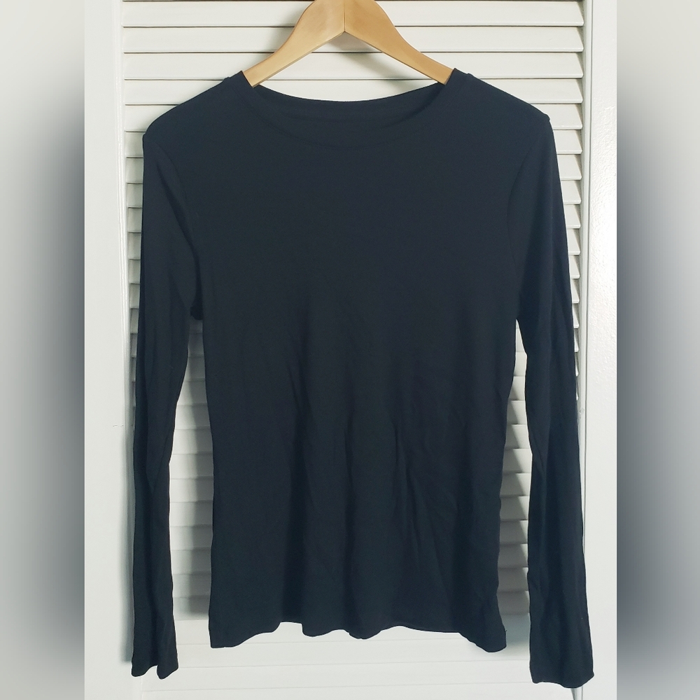 A New Day Black Long Sleeve Ribbed Tee M